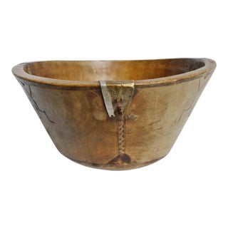 Vintage Rustic African Tuareg Wood Bowl For Sale