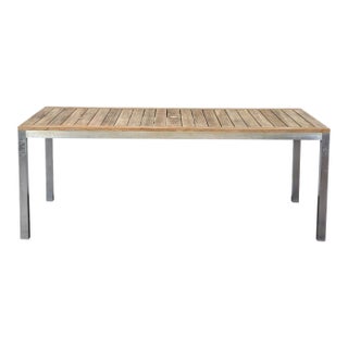 Kingsley-Bate Tiburon Modern Rectangular Teak and Metal Outdoor Dining Table For Sale