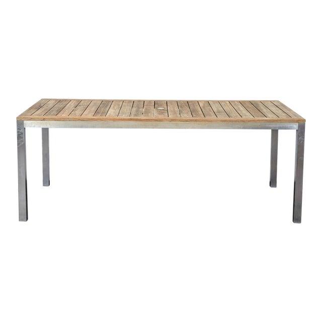 Kingsley-Bate Tiburon Modern Rectangular Teak and Metal Outdoor Dining Table For Sale