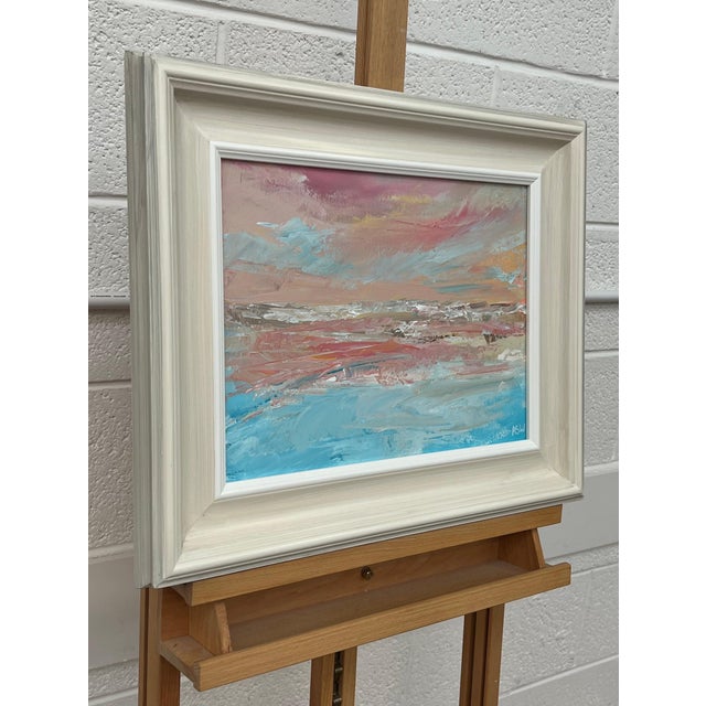 Early 21st Century Pink & Blue Abstract Impressionist Painting by Contemporary British Artist 2022 For Sale - Image 5 of 12