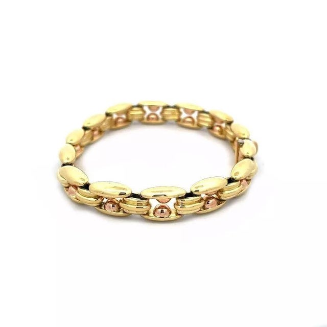 1990s Bvlgari 18k Yellow Rose Gold Bracelet Open Bar Bead Links For Sale - Image 5 of 7