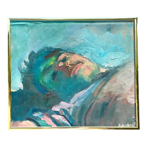 Vintage Original Painterly Portrait Air Reclining Man