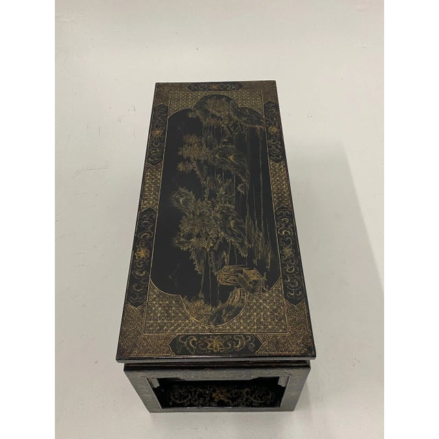 Black Vintage Chinese Lacquer Coffee Table For Sale - Image 8 of 13