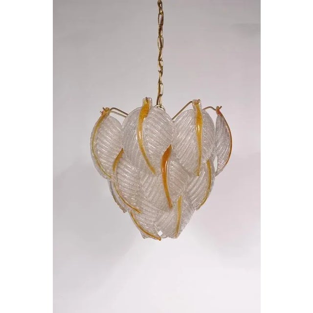 Gold Italian Murano Glass Pendant Lamp from Mazzega, 1960s For Sale - Image 8 of 9