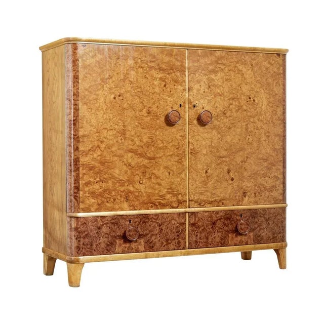 Wood 20th Century Swedish Burr Elm Cabinet For Sale - Image 7 of 12