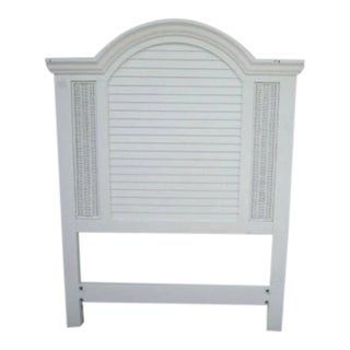 1990s Wood Twin Size Headboard Coastal Tropical Shutter Style White For Sale