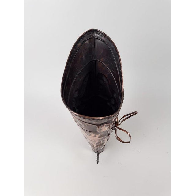 Italian Mid-Century Copper Western Boot Umbrella Stand, Repoussé Decoration, 70s, 1970s For Sale - Image 12 of 18
