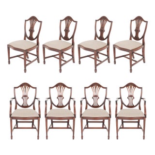 Regency Revival Shield Back Dining Chairs in Mahogany, 1920s, Set of 8 For Sale