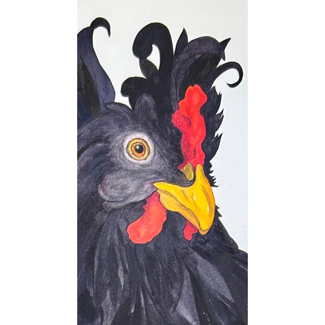 Metal Original Watercolor Illustration on Paper “Little Black Snapdragon” Framed For Sale - Image 7 of 12