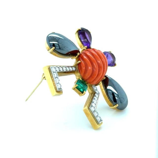 Modern Late 20th Century Tiffany & Co. Paloma Picasso Gemstone and Diamond Insect Brooch For Sale - Image 3 of 6