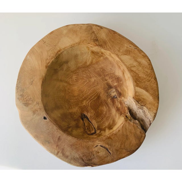 Contemporary Organic Hand Cut Artisan Large Natural Wooden Bowl For Sale - Image 3 of 8