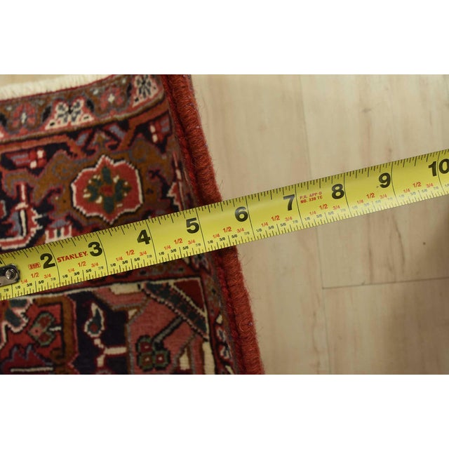 Heriz Rug 7’10” X 10’6” Red Wool Vintage Tribal Hand-Knotted Oriental Carpet For Sale - Image 13 of 15