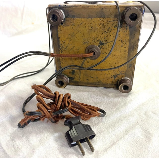 Antique Hollywood Regency Blue Glass Converted Gas Lamp With Milk Glass Shade For Sale - Image 11 of 12