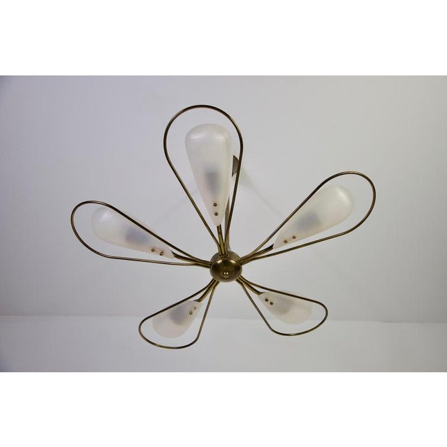 Gold Mid-Century Italian Brass 5-Arm Sputnik Chandelier, 1950s For Sale - Image 8 of 18