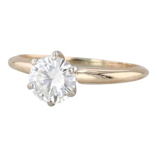 0.74ct Round Diamond Solitaire Engagement Ring 14k White Yellow Gold Size 4.75 For Sale