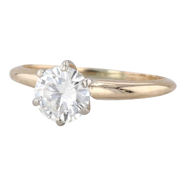 0.74ct Round Diamond Solitaire Engagement Ring 14k White Yellow Gold Size 4.75 For Sale