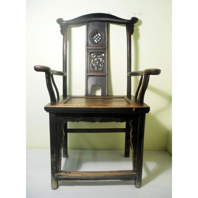 Early 19th Century 1800s Antique Chinese High Back Armchairs- a Pair For Sale - Image 5 of 12