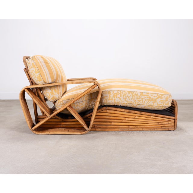 Wood Paul T. Frankl Rattan Six-Strand Square Pretzel Chaise Longue For Sale - Image 7 of 18