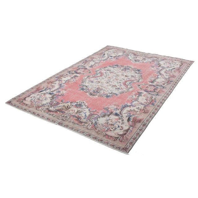 Mid 20th Century 1960s Vintage Distressed Turkish Oushak Rug - 6′10″ × 10′2″ For Sale - Image 5 of 6