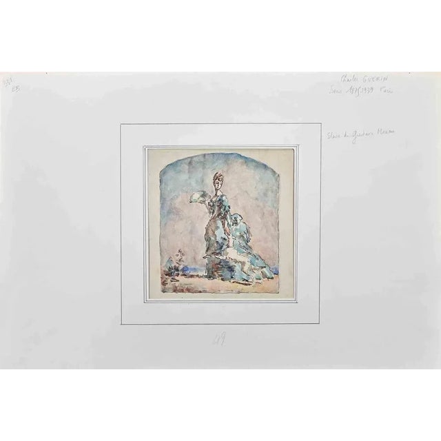 Woman is an Original China Ink and Watercolour realized by Charles Guerin (1875-1939). Good condition on a yellowed paper...