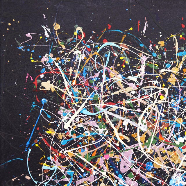 2020s Cosmic Soup - Original Large Abstract Expressionist Drip Acrylic Painting For Sale - Image 5 of 9
