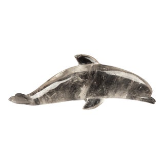 Ocean Elegance: Hand-Carved Rock Crystal Dolphin For Sale