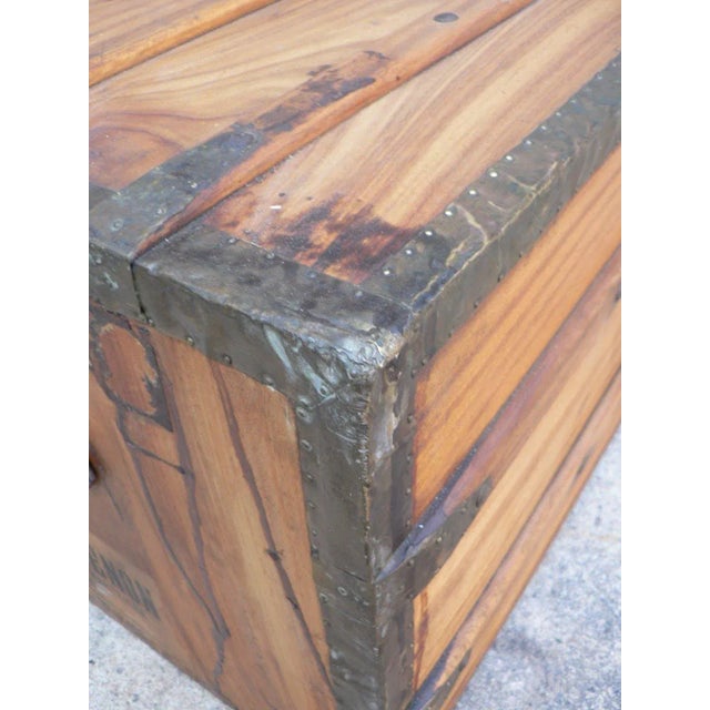 Antique Wooden Travel Trunk For Sale - Image 12 of 14