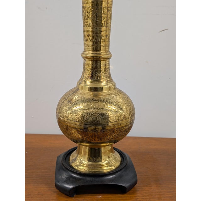 Mid 20th Century Asian Style Brass Table Lamp For Sale - Image 4 of 6