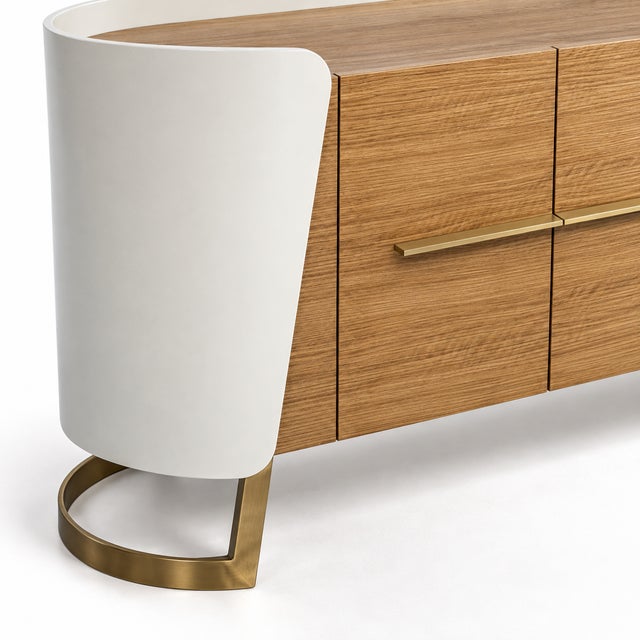 Contemporary Curved Oak Sideboard by Jean-Rémy Couradette For Sale - Image 3 of 7