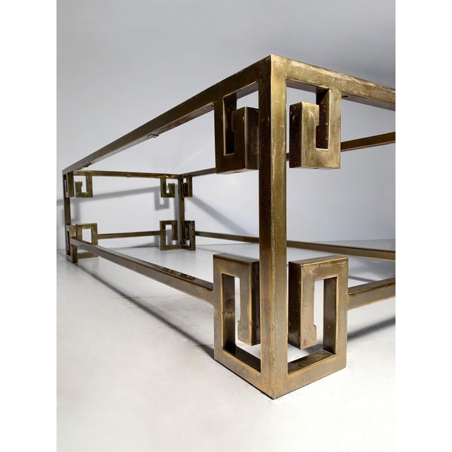 Mid 20th Century Hollywood Regency Mastercraft Greek Key Brass Coffee Table For Sale - Image 5 of 6