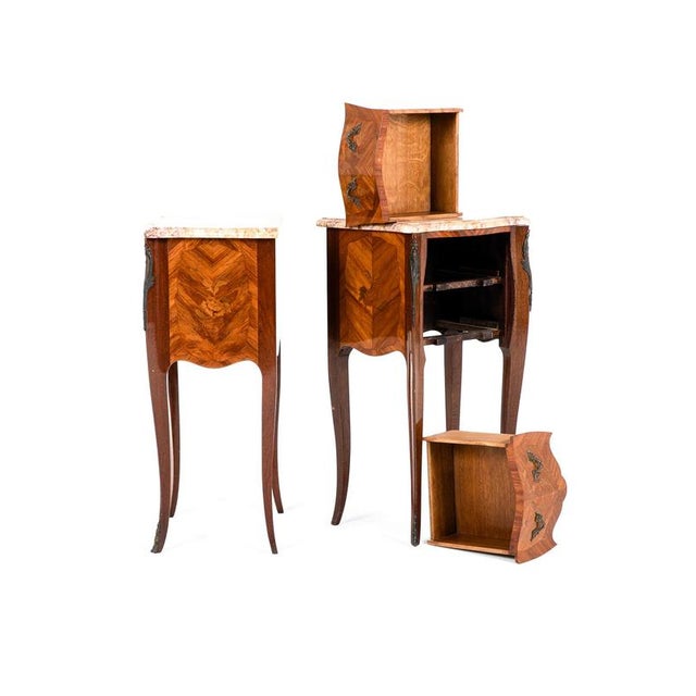 Louis XV Marquetry Bedside Cabinets, Set of 2 For Sale - Image 4 of 16