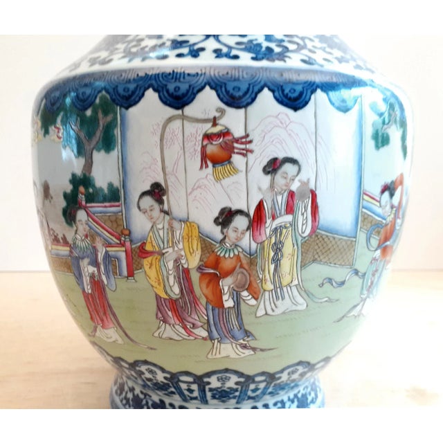 Early 20th Century Early 20th Century Chinese Porcelain Garden Story Vase For Sale - Image 5 of 13