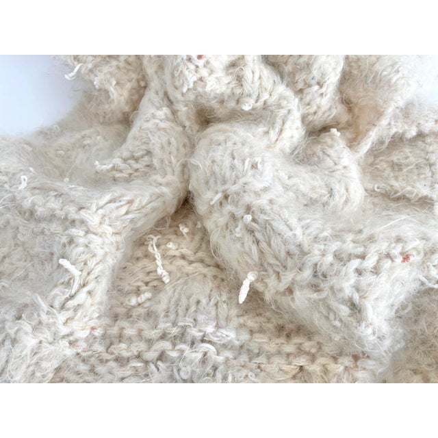 Cream Mohair Handwoven Throw Blanket For Sale In Los Angeles - Image 6 of 7