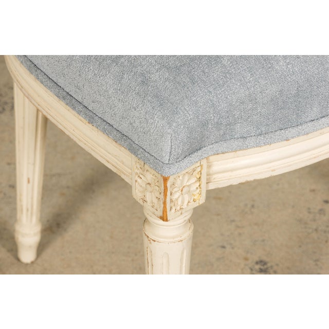 Set of 6 French Louis XVI Painted Dining Chairs in Dusty Blue, Early 20th Century For Sale - Image 17 of 18