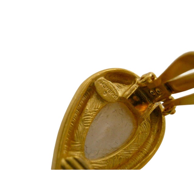 Givenchy Givenchy 1980s Mate Gold Glass Peal Teardrop Motif Earrings, 2 Pieces For Sale - Image 4 of 4
