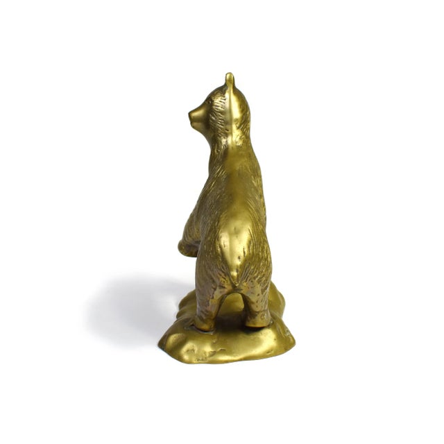 Vintage Large Gold Brass Bear Animal Figurine For Sale - Image 4 of 8
