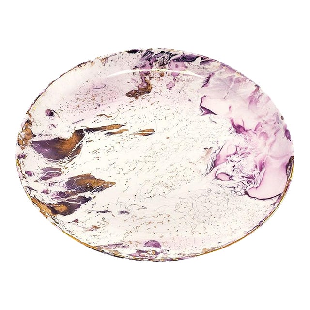 Mid Century Sascha Brastoff Surf Ballet Dinner Plate - Pink & Gold For Sale