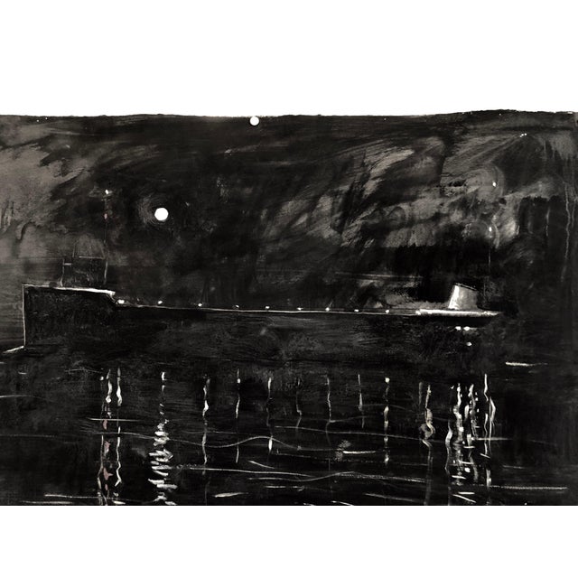 Modern Harold Cohn , 2 Sided Expressionist Detroit Modernist Painting Female Nude, Night Cruise Ship, c.1950's For Sale - Image 3 of 7