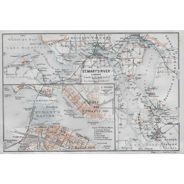 Traditional 1909 Upper Peninsula of Michigan Antique Map For Sale - Image 3 of 3