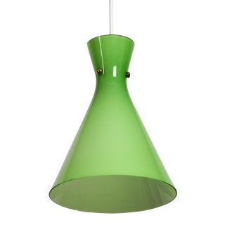 Mid-Century Austrian Green Glass Diabolo Pendant Lamp For Sale