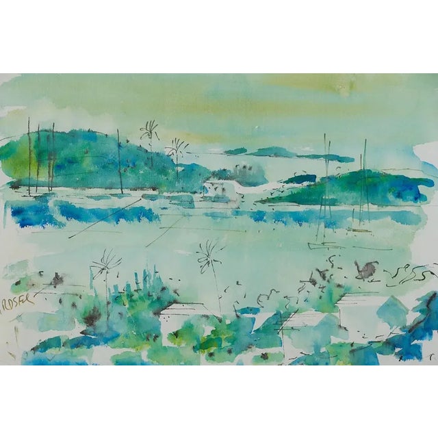 Alfred Birdsey Bermuda Harbour Watercolour Provenance: The Susie Hilfiger Collection For Sale - Image 10 of 11