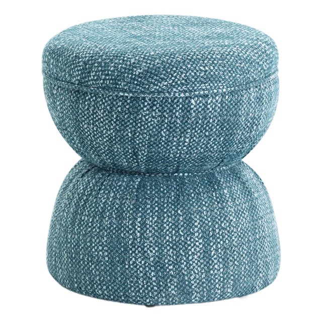 Tomlin Teal Gaming Ruched Ottoman For Sale