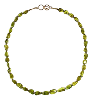 Ajd 22 Inch Peridot Smooth Nugget Necklace