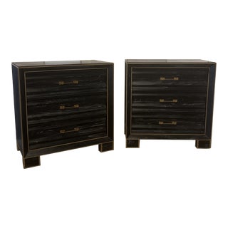 Black and Gold Nightstands - a Pair For Sale