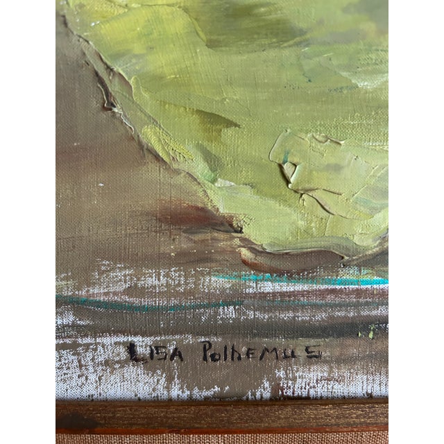 Textile Vintage 1970’s Impressionist Framed Still Life Oil Painting With Flowers and Fruit For Sale - Image 7 of 8