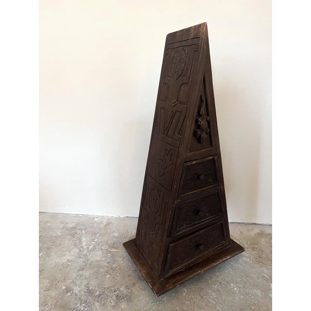 Vintage Hand Carved Pyramid Chest of Drawers For Sale - Image 9 of 10