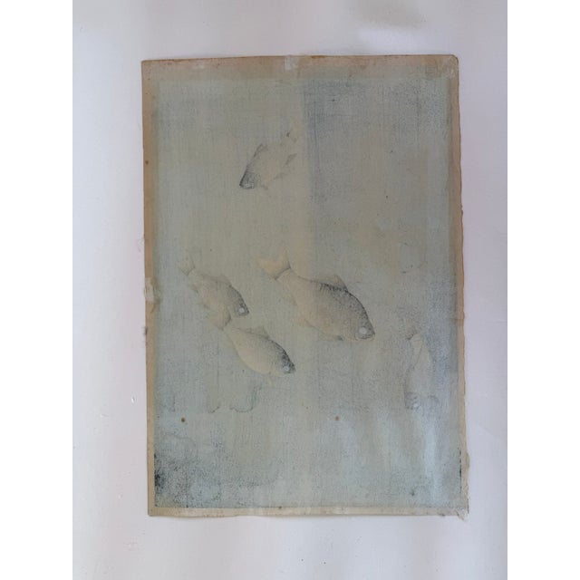 Japanese 1950s Bakufu Ohno Japanese Woodblock Print Crucian Carp For Sale - Image 3 of 4