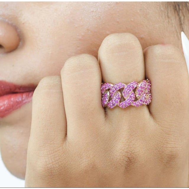 Natural 4.48 cts pink sapphire ring in 18k gold For Sale - Image 13 of 18