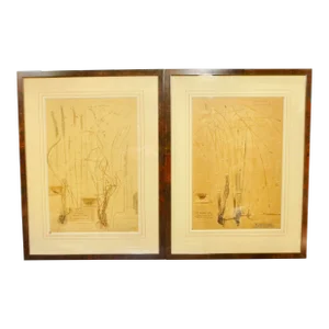 Framed Botanical Specimens French 1920s-A Pair of 2