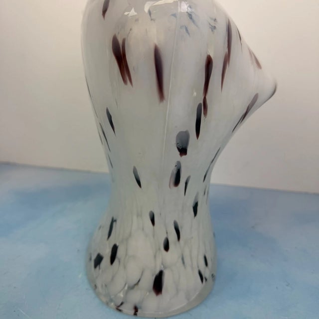 Murano Vintage MCM Murano Style Art Glass 12" White Purple Spots Female Torso Vase For Sale - Image 4 of 6